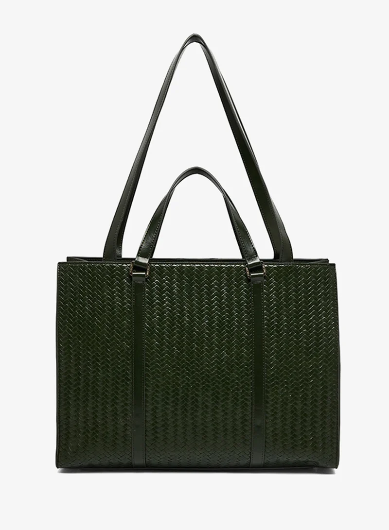 ناين ويست حقيبة يد علوية بتفاصيل شعار